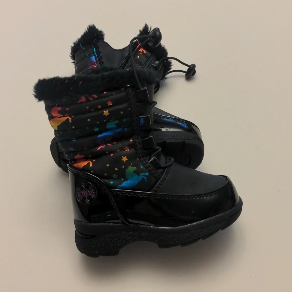 Totes Colorful Star Unicorn Pattern Winter Boots Toddler size 5